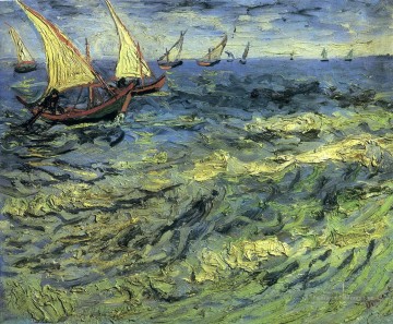 Bateaux de pêche en mer Vincent van Gogh Peinture à l'huile